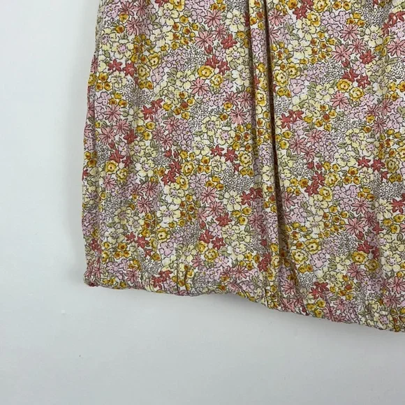 CYNTHIA ROWLEY sleeveless blouse with ruching floral pink and yellow M - Picture 8 of 10